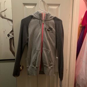 Grey Zip up nike hooded sweatshirt